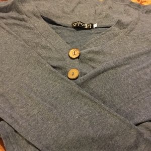Henley Womens long sleeve top button v neck